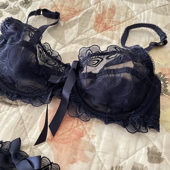 Blue Floral Lingerie Set - Picture 4 of 4